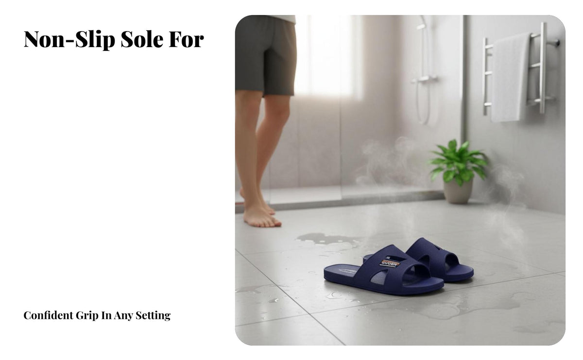 Summer Men's house shoes, Anti-Slip Soft Sole, Indoor Outdoor relaxed Bath Slide Sandals
