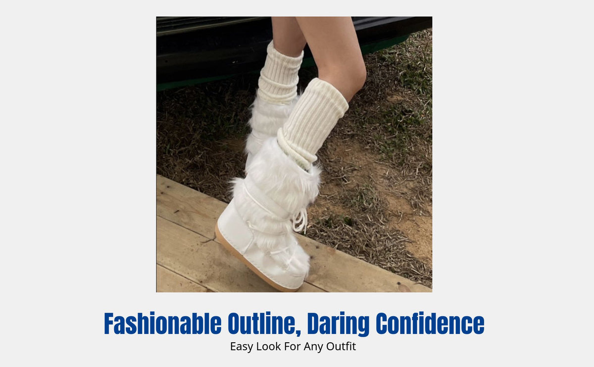 Winter Boots for Women, Waterproof Plush Space Boots, Thickened Lace-Up Mid-Calf Moon Boots