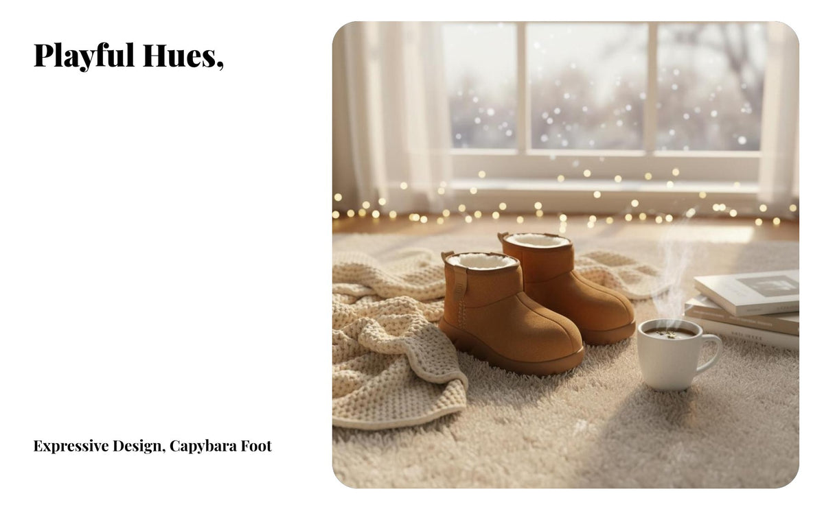 Cute Chunky Capybara winter Boots, Women's Winter Plush Short Ankle, Thick Sole Warm Shoes