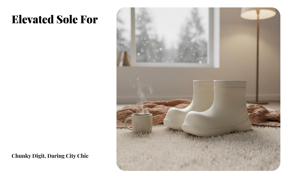 winter Boots Women Waterproof Anti-Slip, Fleece Lined elevated Clown Shoes, Japanese design Chunky foot
