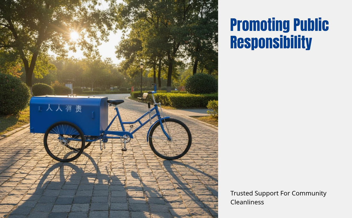 Outdoor Sanitation Push Cart, Iron Manual Garbage Trolley, Community Cleaning Utility Vehicle