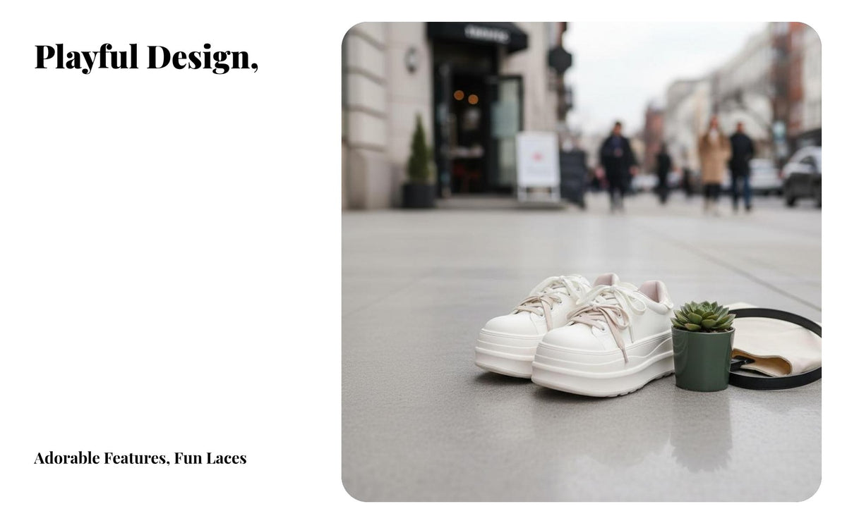 Chunky elevated athletic shoes, Cute Ugly design, Thick Sole, Winter Lace-Up cream Shoes for Women