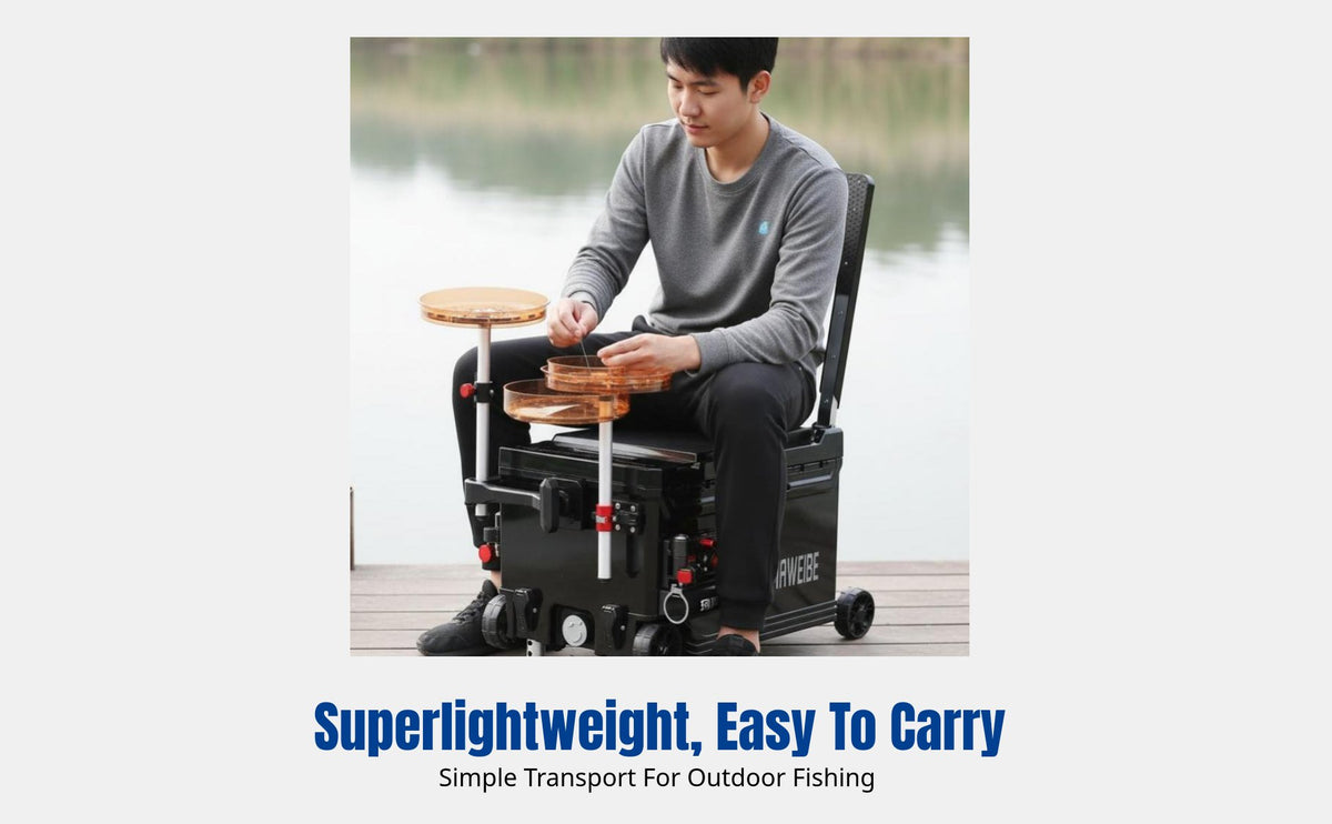 2024 Multi-Functional Fishing Box, 36L Lightweight Portable Seat, Hard Tackle Box for Outdoor Deck Fishing, Adjustable Legs, Large Capacity