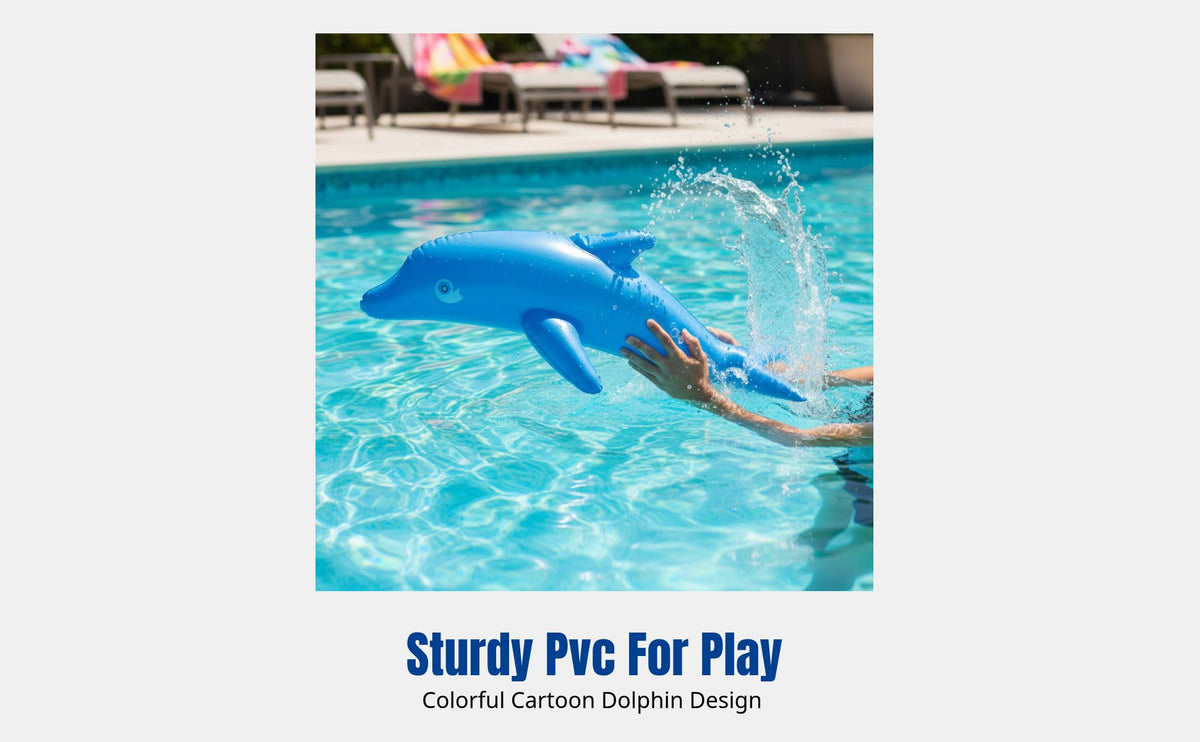 Inflatable Dolphin Toy, PVC Cartoon Pool Accessory for Kids, Random Design Bag