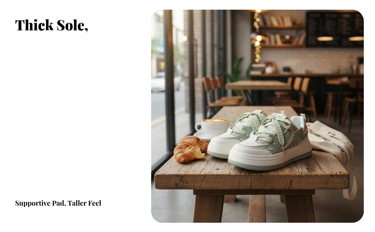 relaxed shoes, Matcha verdant, Women's Low-Top Lace-Up, Thick Sole, 2025 Autumn trend