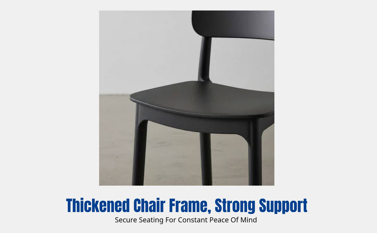 Stackable Dining Chair, Thickened Seat, Modern Minimalist, Black, Ergonomic Backrest, Home & Restaurant