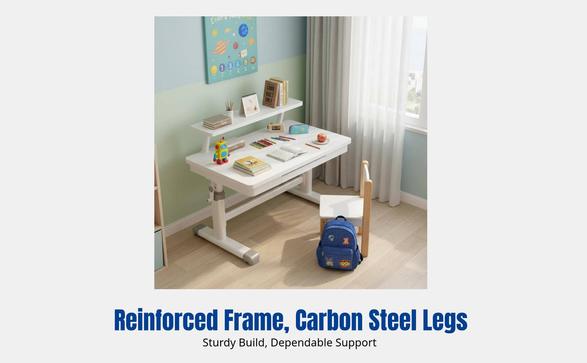 Adjustable Study Desk for Children, Hand-Crank Height, 2025 New, Student Table Set, Metal Frame