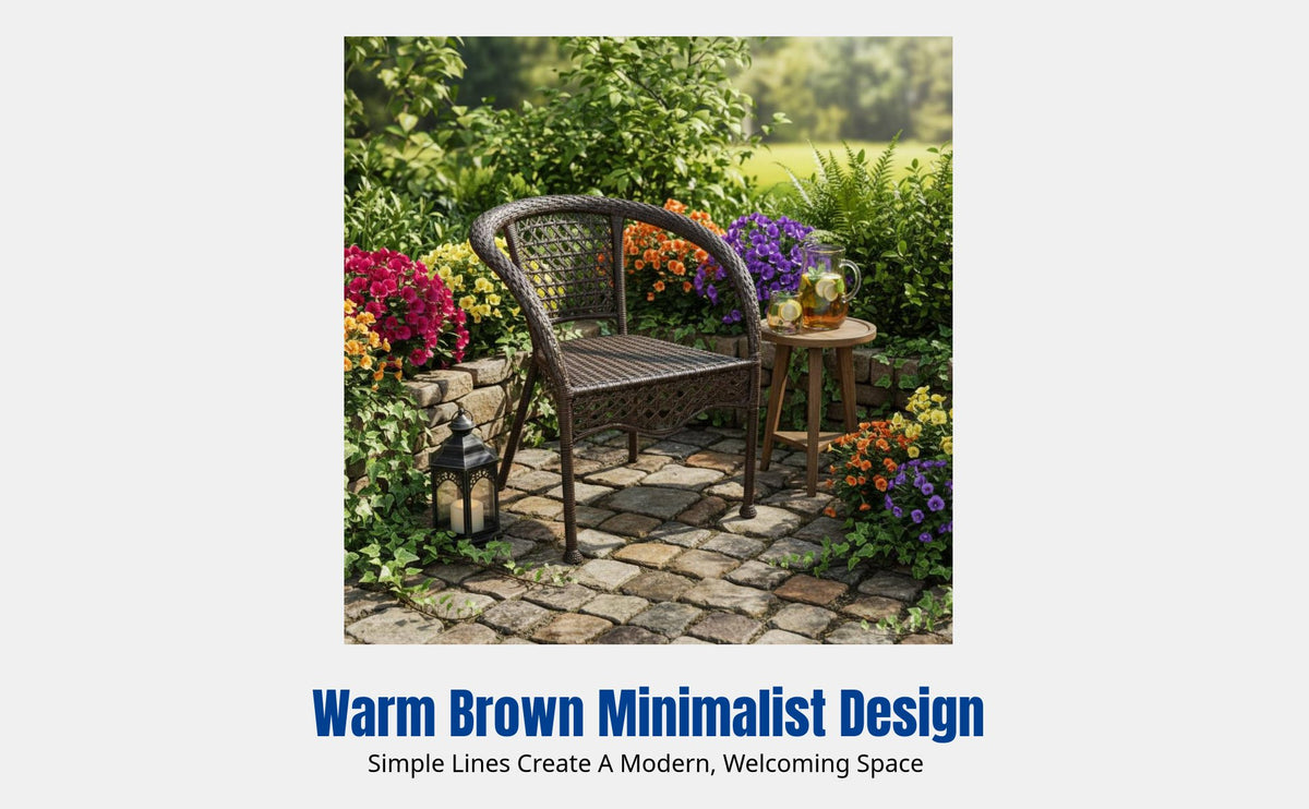 Rattan Chair Set, Tea Table with Glass Top, Balcony Table and Chairs, Outdoor Leisure Furniture, Backrest Chair, Home Set