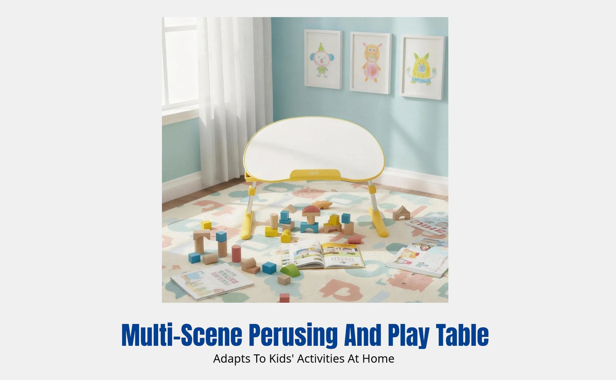 Foldable Kids Desk, Adjustable Height, Bedside Reading Table, Montessori Study Table, Multi-Scene Use