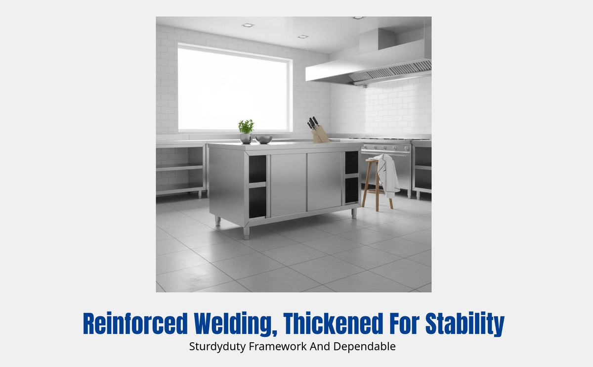 Stainless Steel Workbench, 304 Thickened Integrated Kitchen Prep Table, Commercial Catering Cabinet, No Assembly Needed