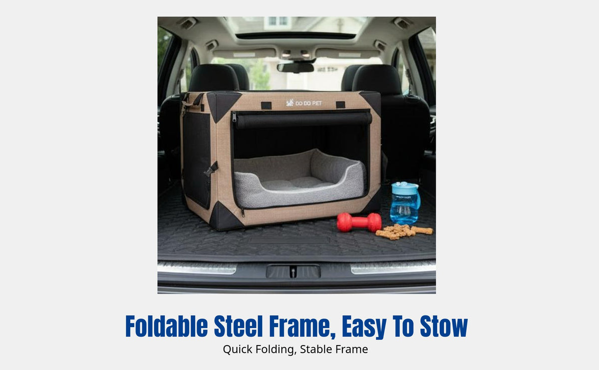 Pet Car Transport Crate, Foldable Trunk Kennel, Secure Travel for Dogs and Cats