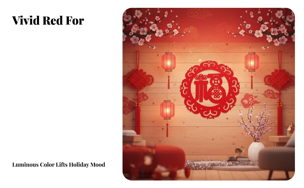 Fabric Fu Character Wall Decal, Chinese New Year Door Sticker, Festive Pane Decor, Red Cutout, Home Decoration