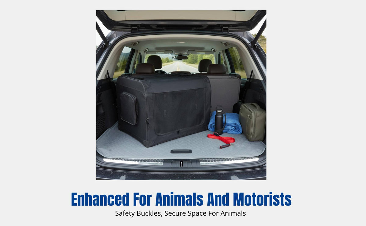 Pet Car Carrier Crate, Foldable Cat Dog Bed, Oxford Cloth, Steel Frame, Outdoor Travel