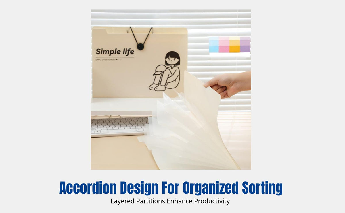Accordion Document Folder, PP Multitier Letter-Size Organizer, Snap Closure, Simple Life Series, Cartoon Design