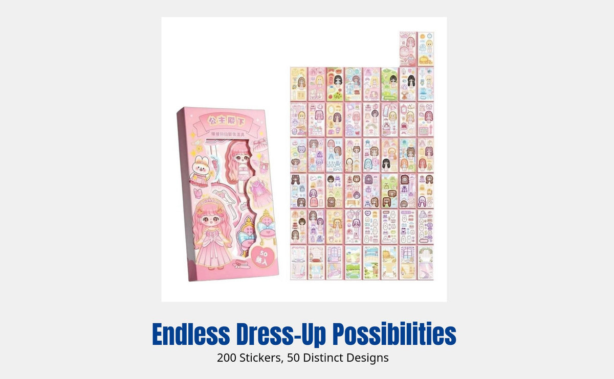 Dress Up Sticker Book, Princess Theme, Girls Toy, Creative DIY, Cute Accessories, Random Styles