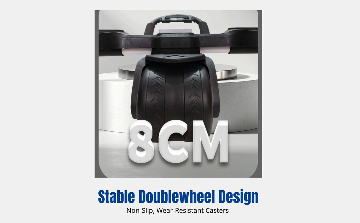 Abdominal Wheel, Double-Wheel, Home Fitness Gear, Automatic Rebound, Smart Timer, Quiet, Non-Slip, Comfortable Foam Handle,