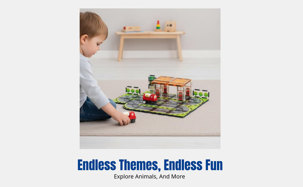 Colorful Pane Tiles Building Blocks, Engineering Traffic Scene Toy for Kids
