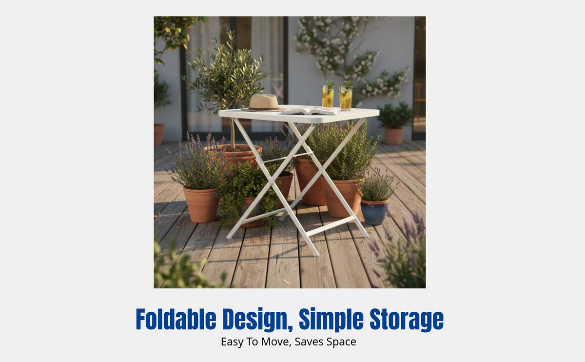 Modern Minimalist Outdoor Folding Table and Chair Set, Wood & Iron, Patio, Bar, Tea Shop, Multi-Color, Space-Saving