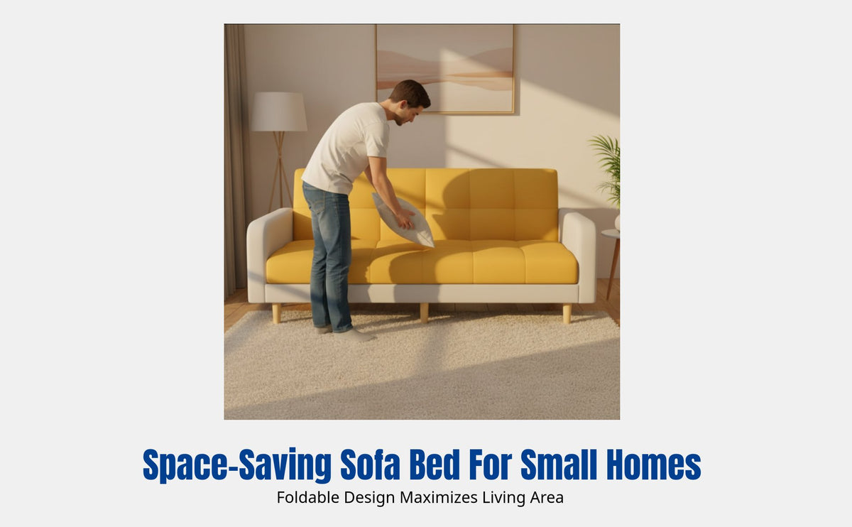 Foldable Fabric Sofa Bed, Two-in-One Multifunctional Nordic Design for Small Apartments, Rental Homes, Living Room