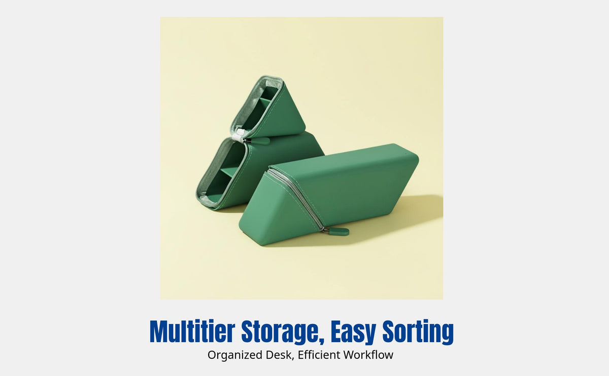 Soft Silicone Pen Case, Large Capacity Stand-Up Pouch, Triangular Expandable Stationery Bag