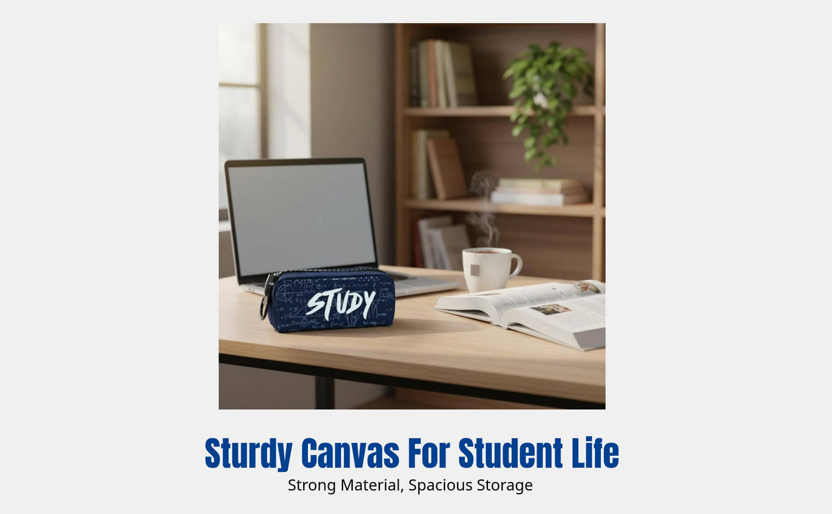 Writing Tool Case, Large Capacity Canvas Stationery Bag, Creative Minimalist Design for Students