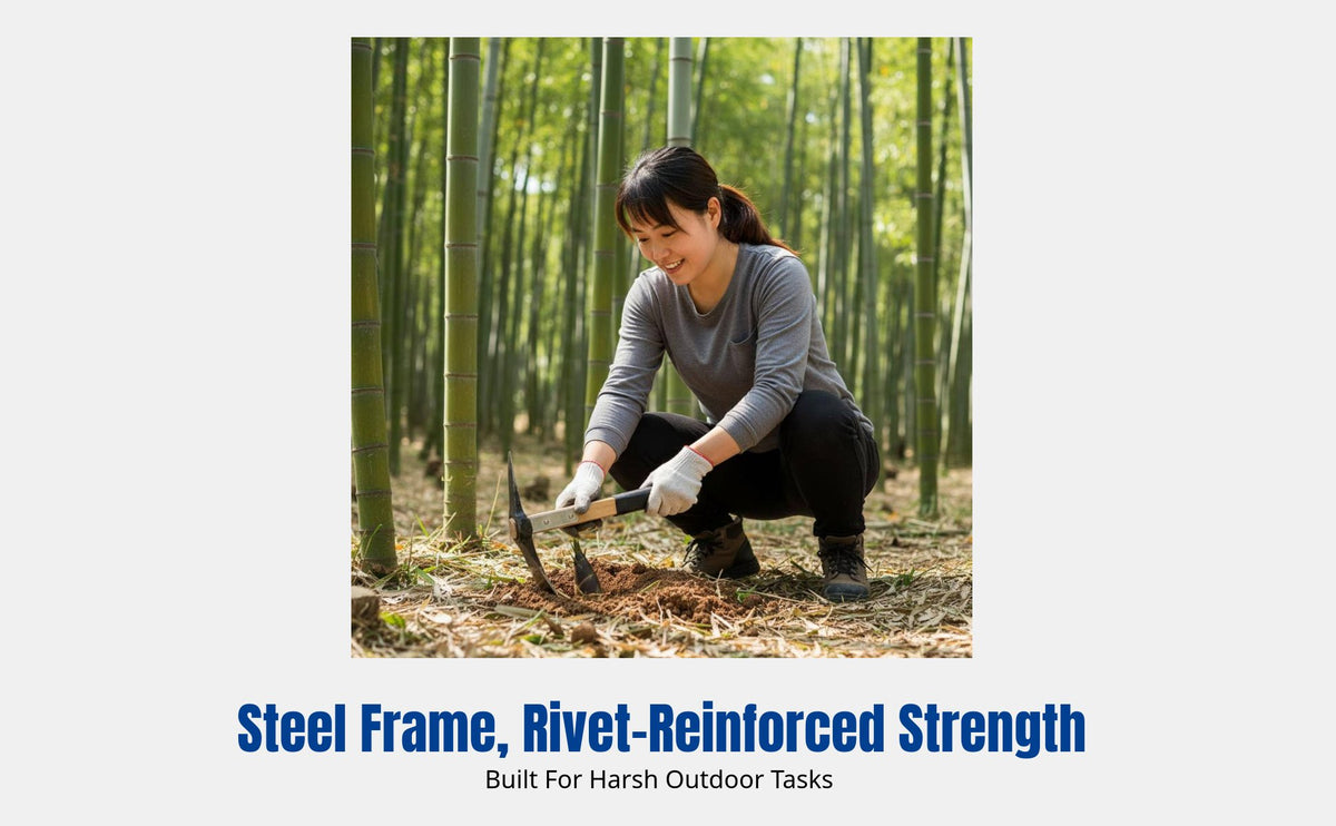 Outdoor Pickaxe, Cross Hoe, Forged Steel, For Vegetation & Bamboo Digging, Multi-Purpose Garden Head