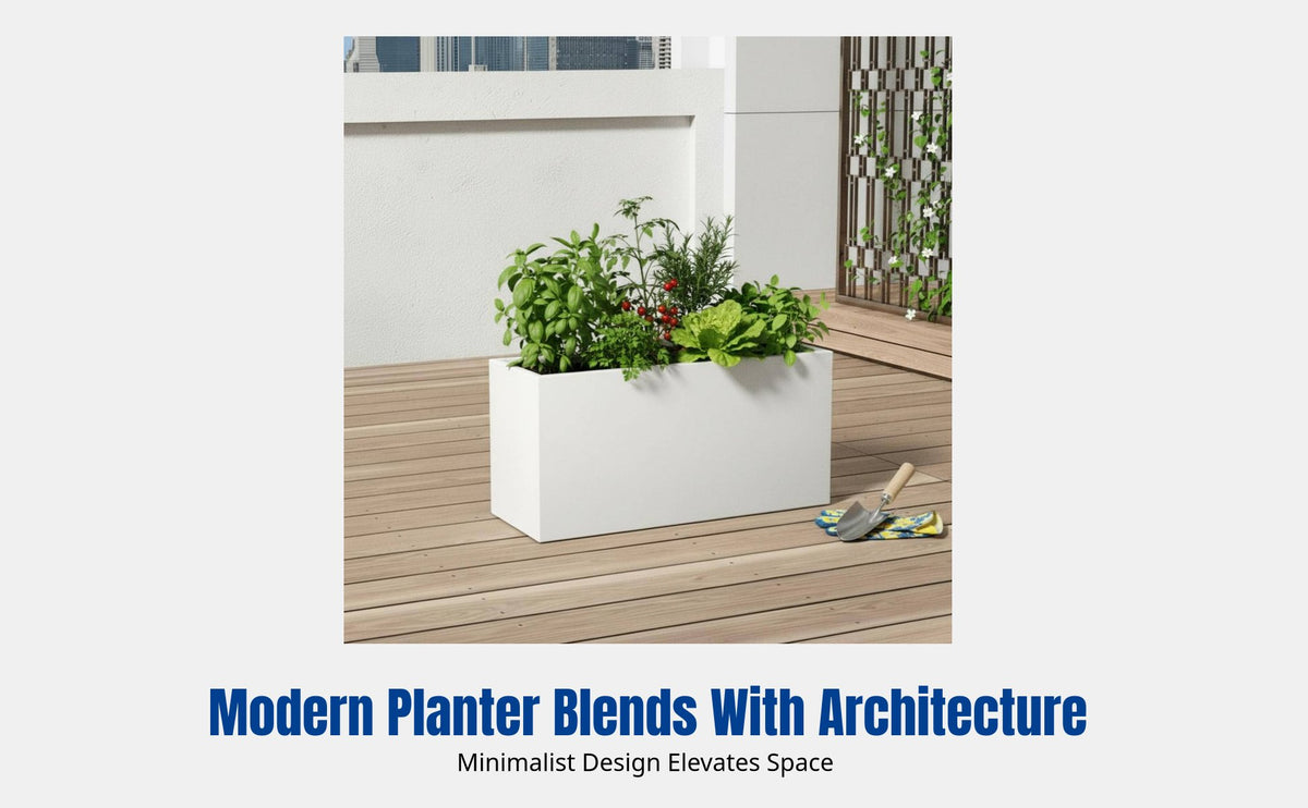 Outdoor Iron Bench Planter Box, Metal Movable Flower Pot, Balcony Divider, minimalist design