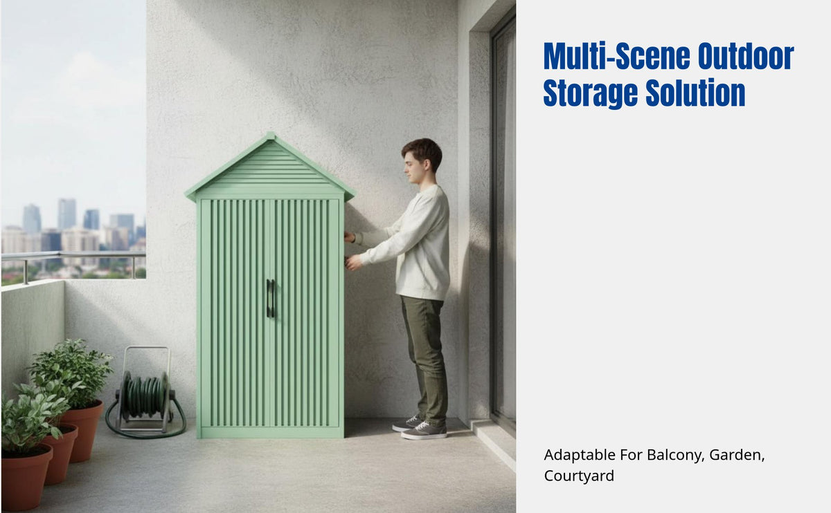 Outdoor Aluminum Storage Cabinet, Sun-Resistant Organizer, Garden Patio Utility Locker, Waterproof, Multi-Scene