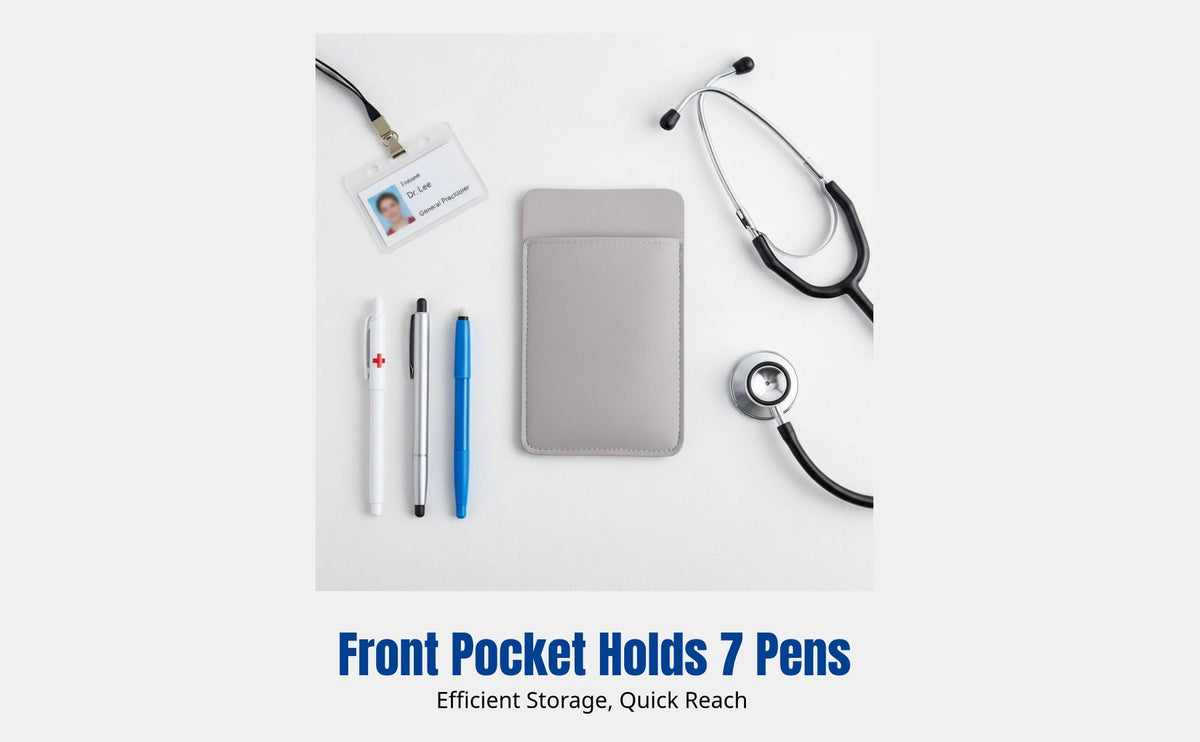 Upgraded Large Capacity Leather Medical Pen Holder, Chest Fastener, Anti-Leak, Professional Organizer for Nurses and Doctors