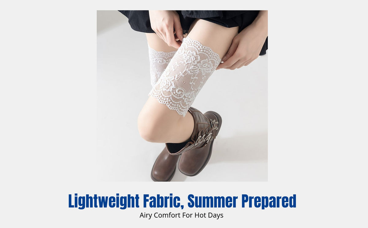 Thigh Ring Socks with Cream Lace, Anti-Chafing Leg Sleeves, Summer Thin, Skirt Accessory