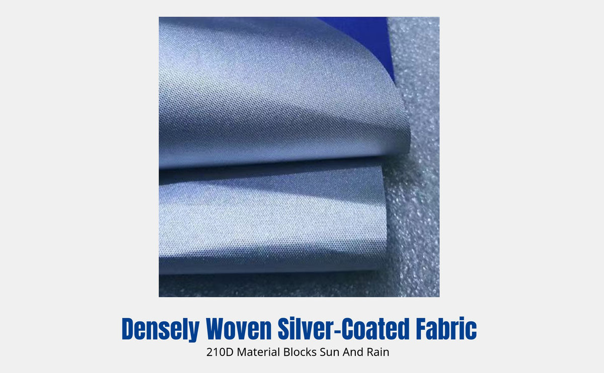Square Sunshade Umbrella Cover, Outdoor Market Stall Replacement Top, Silver Coated, Waterproof