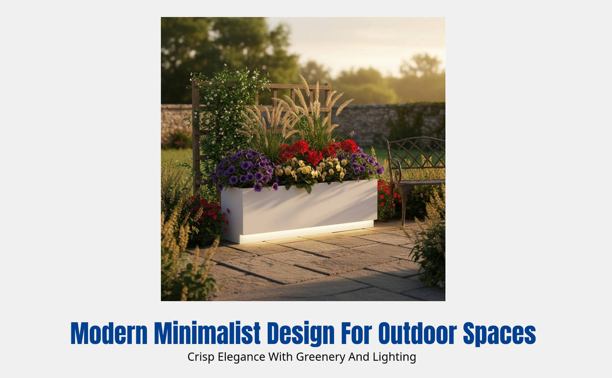 Outdoor Planter Box, Stainless Steel Rectangular Flower Bed, Balcony Garden, Movable