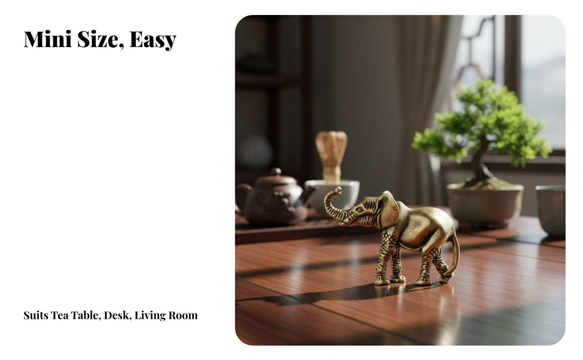 Vintage Alloy Elephant Figurine, Mini Lucky Elephant Tea Pet, Office & Living Room Decor