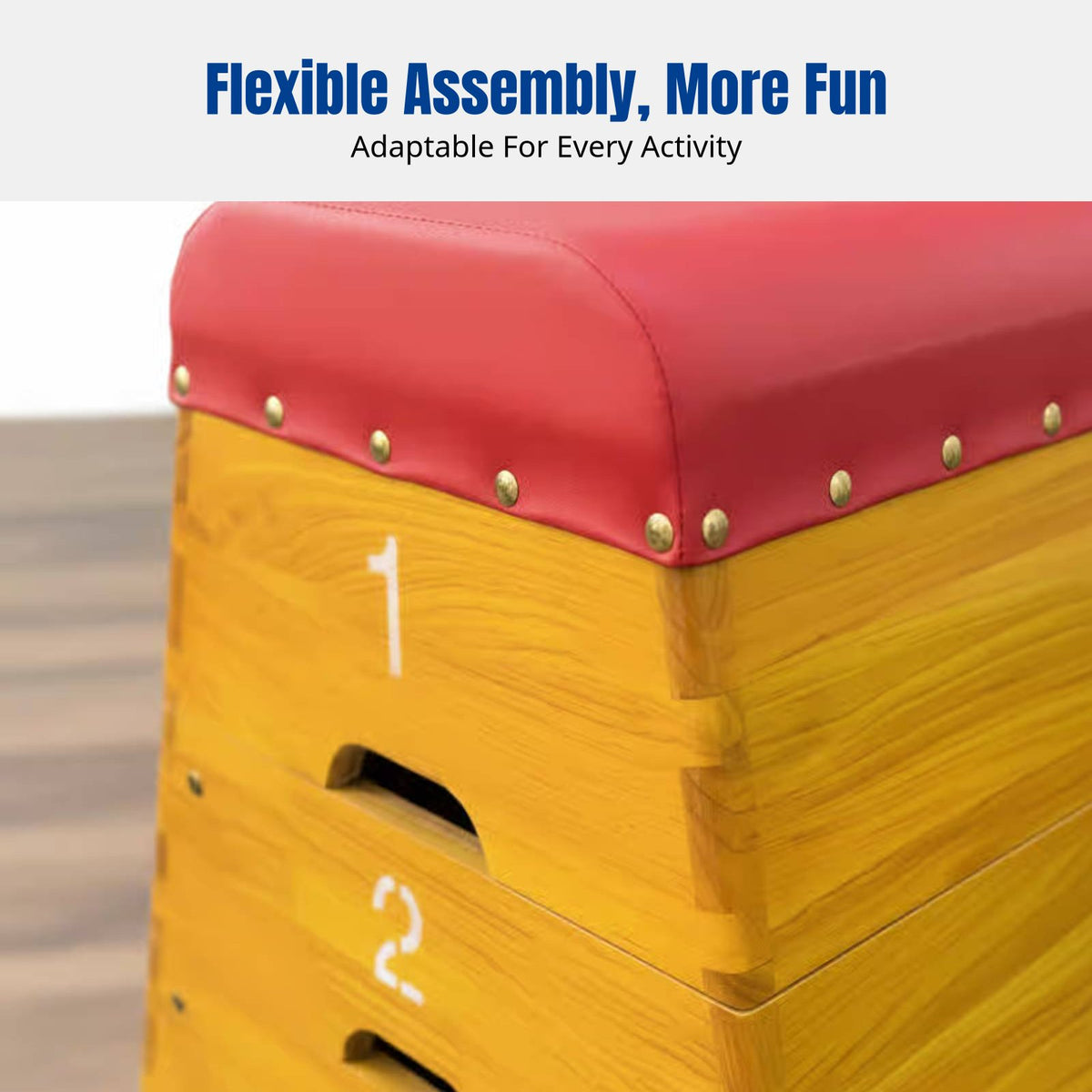 Gymnastics Vaulting Box, Sturdy Wood, Detachable, Kids Training Equipment for School