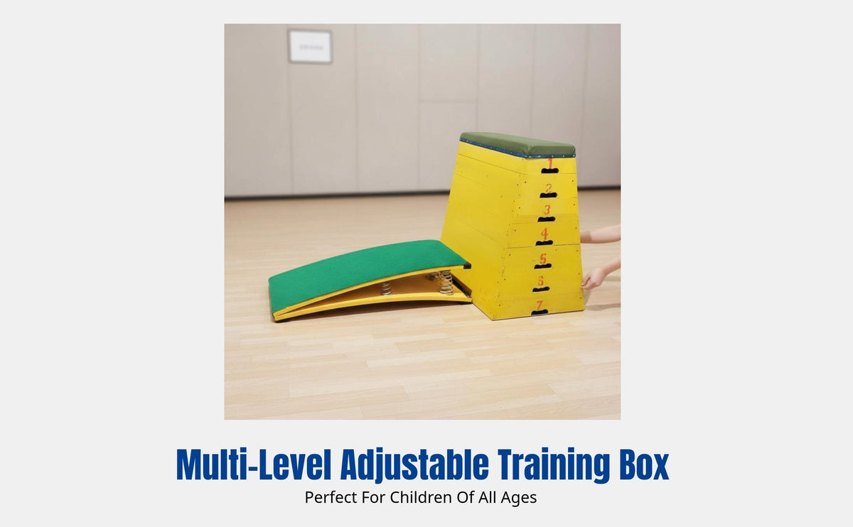 Hardwood Multi-Level Pommel Horse, Adjustable Vaulting Box, Children's Fitness, School Training