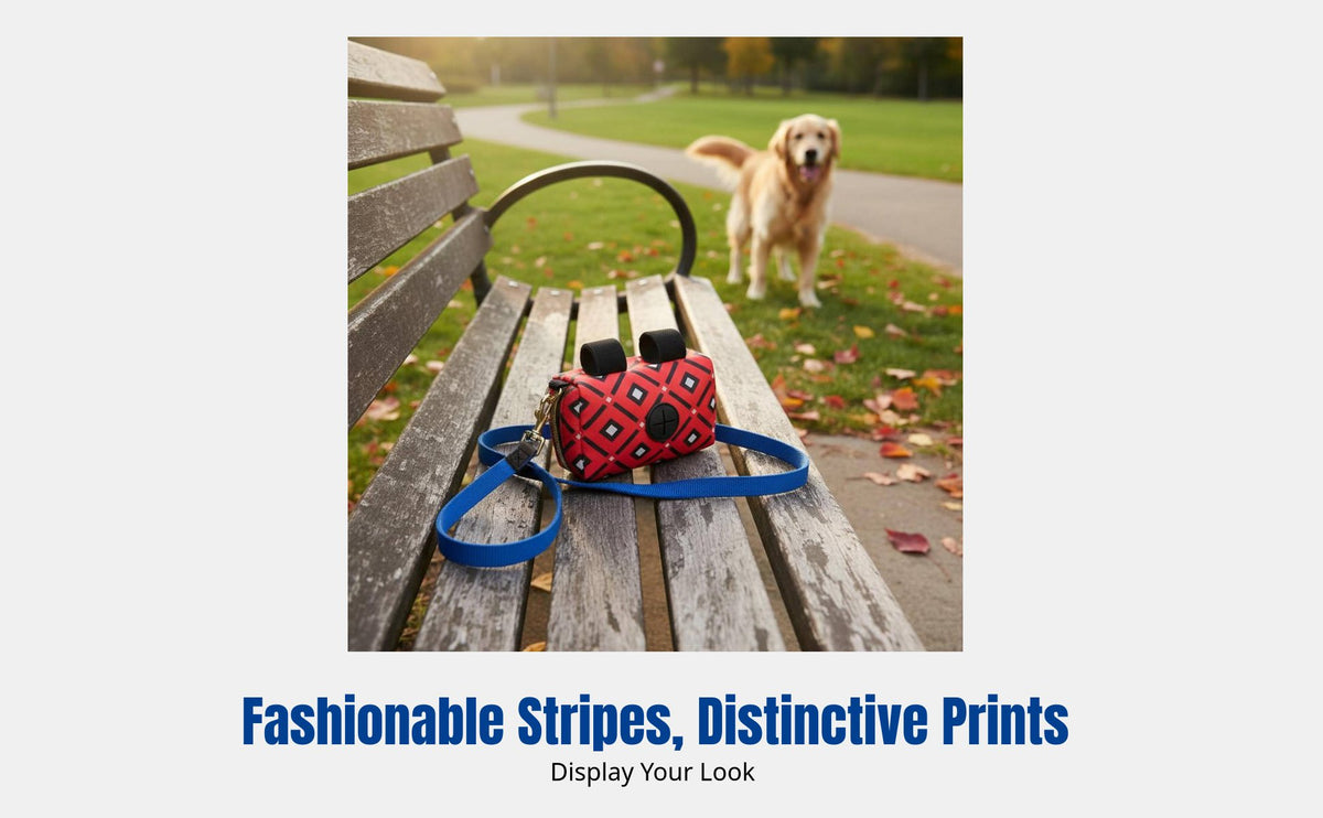 Dog Waste Bag Dispenser, Thick Pet Waste Bag, Roll Design, Stylish Print, Portable, Durable Neoprene