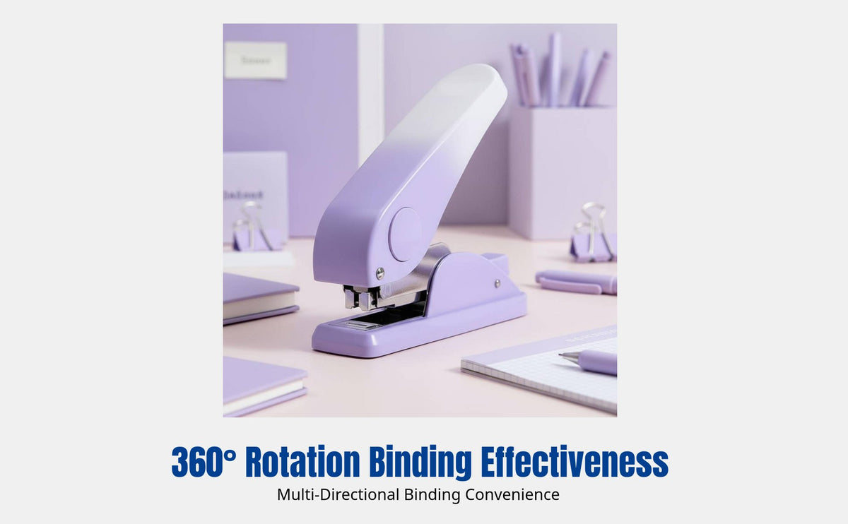 Rotating Stapler, Multifunctional Desktop Stapler, Ergonomic, Effort-Saving, Thickened Design, Assorted Colors