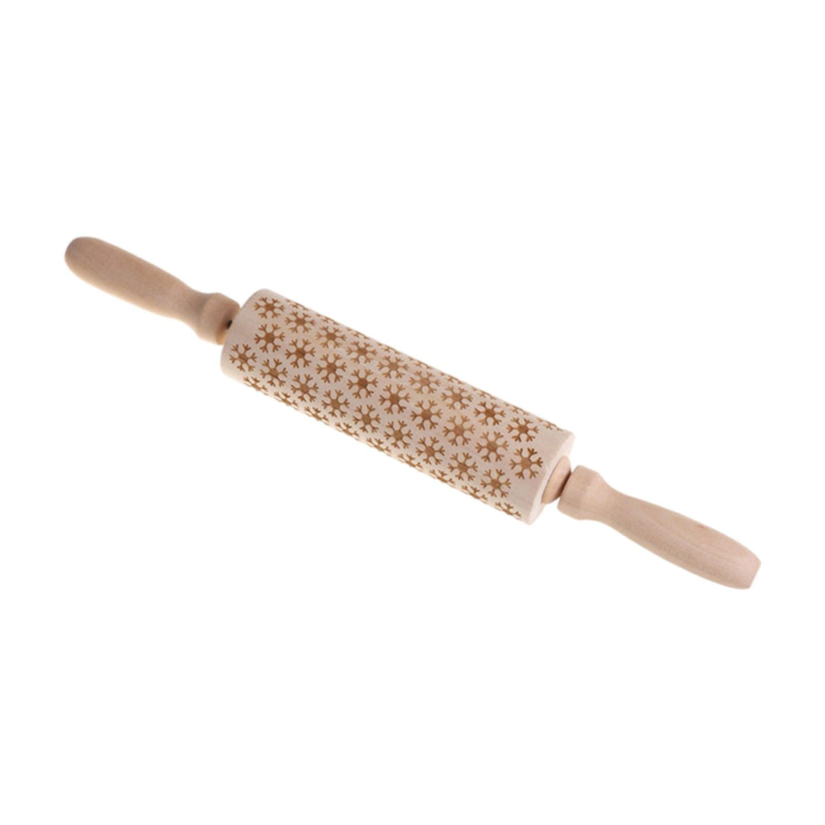Embossed Wooden Rolling Pin Christmas Themed Baking Tool Deep Engraving Easy-Grip Handles for Bakers, Adults, Holiday Activities