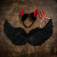 Feathered Wings with Headband and Three-Pronged Spear Layered Three-Pronged Spear Comfortable Costume Set Easy to Wear for Stage Performances