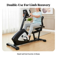 Low Gentle Workout Recumbent Exercise Bike Adjustable Tension Seated Pedal Exerciser Non-Slip Design Arm and Leg Rehab Machine Sturdy Construction for Elderly, Home