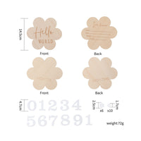 Wooden Milestone Board Flower-Shaped Baby Announcement Sign Milestone Board with Bag Double-Sided Boards Writable
