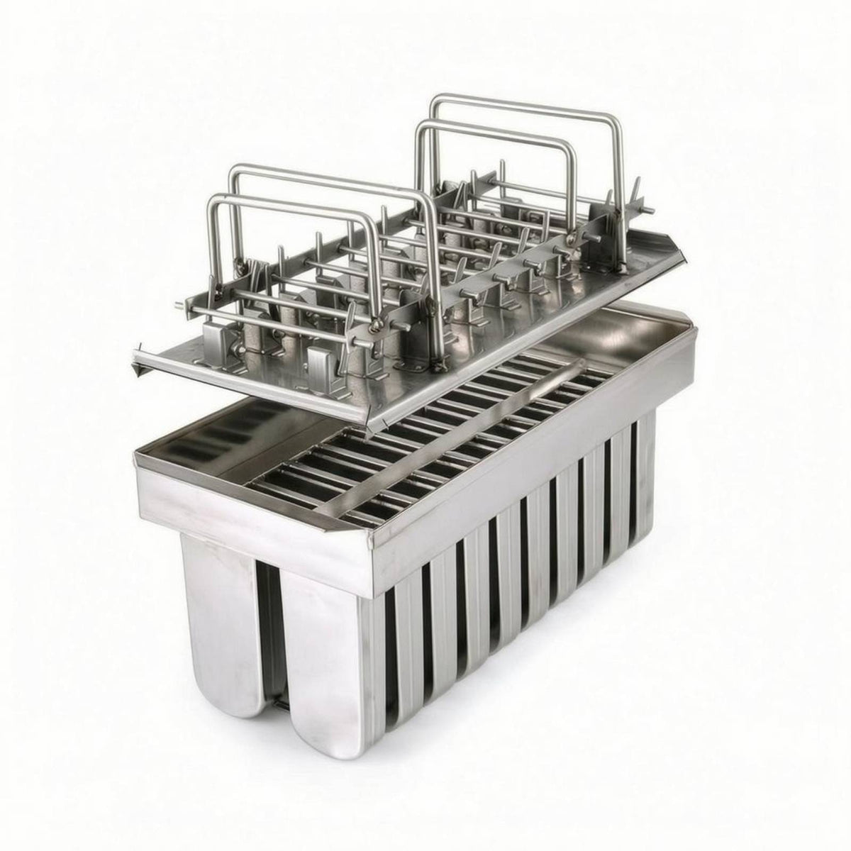 Welded 20-Slot Ice Frozen Treat Mold Matching Lid Stainless Steel Ice Frozen Treat Mold Silvery Finish Freezer Tool Food-Grade