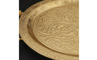 Serving Tray with Handles Gold-Tone Metal Serving Tray Round for Dining Table