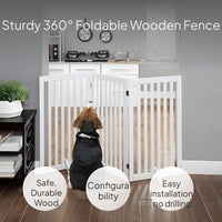 Foldable Wooden Pet Gate, Adjustable Indoor Dog Barrier