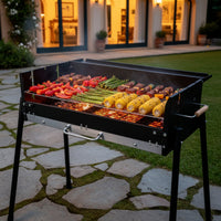 Heat-Resistant Foldable Charcoal Barbecue Heavy Duty Charcoal Grill with Storage Shelf Versatile Foldable Barbecue Grill Hygienic for Campers, Camping