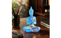 Zen Resin Buddha Figurine Meditative Buddha Figurine with Gold Accents Small Compact for Meditation Corner