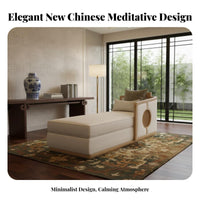 New Chinese aesthetic 3-Piece Wooden Seating set serene Inspired Design Sofa Set full Wood Frame Household Furniture Minimalist Modern for Apartment Dwellers, Entertainers, Living Room, Lounge, Reception Area, Sunroom