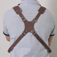 Leather Camera Harness Adjustable Double Camera Harness Heavy Duty Wear-Resistant for Photographers, Outdoor Photography, Travel