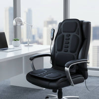 9 Intensity Levels Heated Back Massager Cushion Soothing Heat Vibrating Massage Seat Pad Customizable Settings Electric Chair Massager Wired Controller for Home, Office, Car