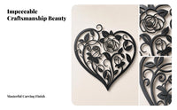 Black Floral Heart Wall Decor Matte Finish for Hotel, Garden, Office